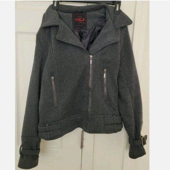 Yoki Jackets & Blazers - Yoki New York Biker Style Cropped Jacket Zip Up, Pockets, Charcoal Gray Size L